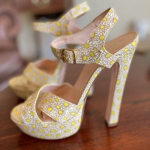 Valentino Red Daisy print platform sandal